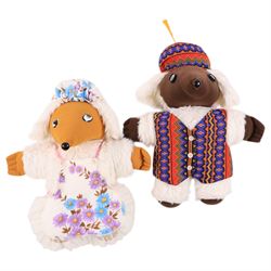 Four teddys including wombles, cat and dog