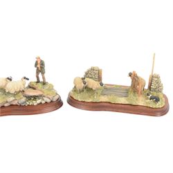 Border Fine Arts Steady Lad, Steady,  model No. JH90 by Ray Ayres, with certificate, and Right Place, Wrong Time No. JH104, both on wooden bases