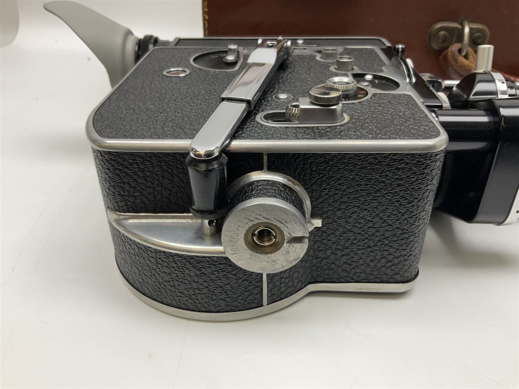 Paillard Bolex H8 RX cine camera body, serial no.195008, with 'Kern Paillard Vario Switar 36EE 1:1,9 f=8/36mm H8 RX' lens, serial no. 955497, in fitted leather carrying case  