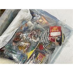 Large quantity of Mcdonalds toys to include Snoopy figures in two boxes
