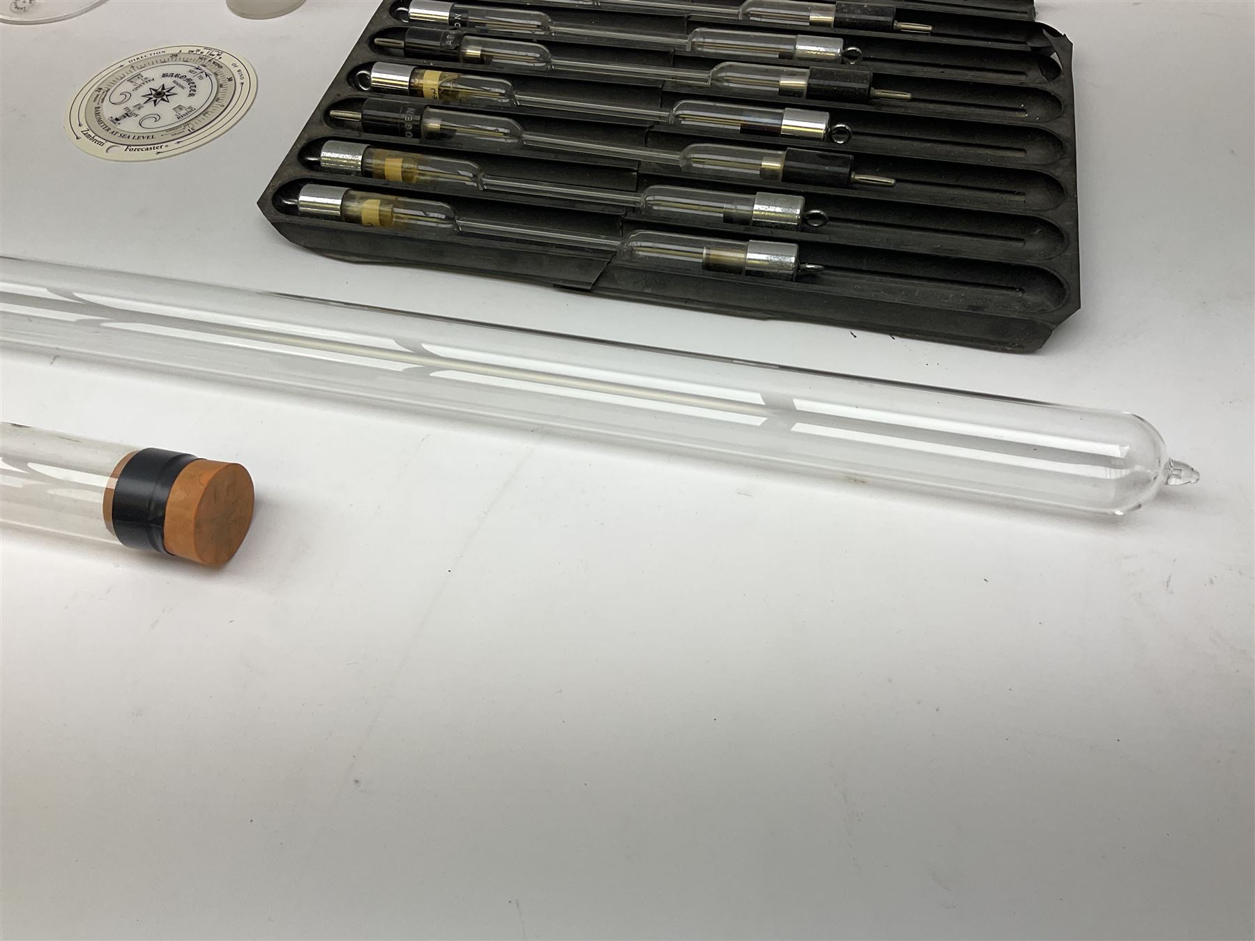 Quantity of laboratory and physics glassware including 'Guinea and Feather' equipment; boxed Latent Heat apparatus; Maltese Cross tube; atmospheric air pressure indicator flask; electroscope discharge tubes etc