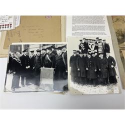 WW2 submarine interest - archive of ephemera and photographs relating to submariner Petty Officer (later Lieutenant) Thomas William Gould V.C. of HMSub Thrasher; predominantly post-war with later copies of contemporary photographs and documents including Certificate of Service in slip-case, War Patrol Reports, First Day Covers, press cuttings, 'For Valour' film script, business cards etc.
Auctioneer's Note: An extract from Gould's VC award citation reads 