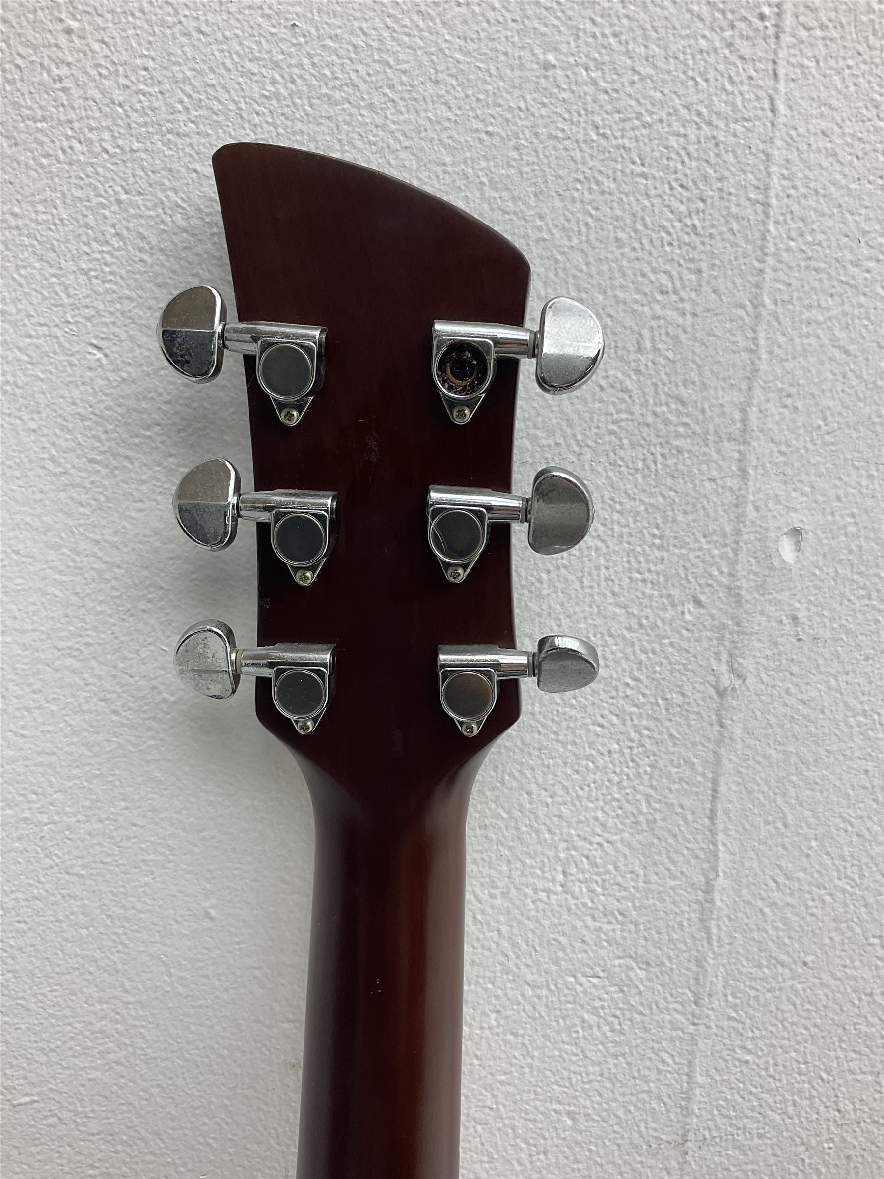 Rally five-string banjo with mahogany solid back L101cm in soft carrying case; and Brunswick Model BF200 acoustic guitar L103cm; with small quantity of instructional DVDs and booklets