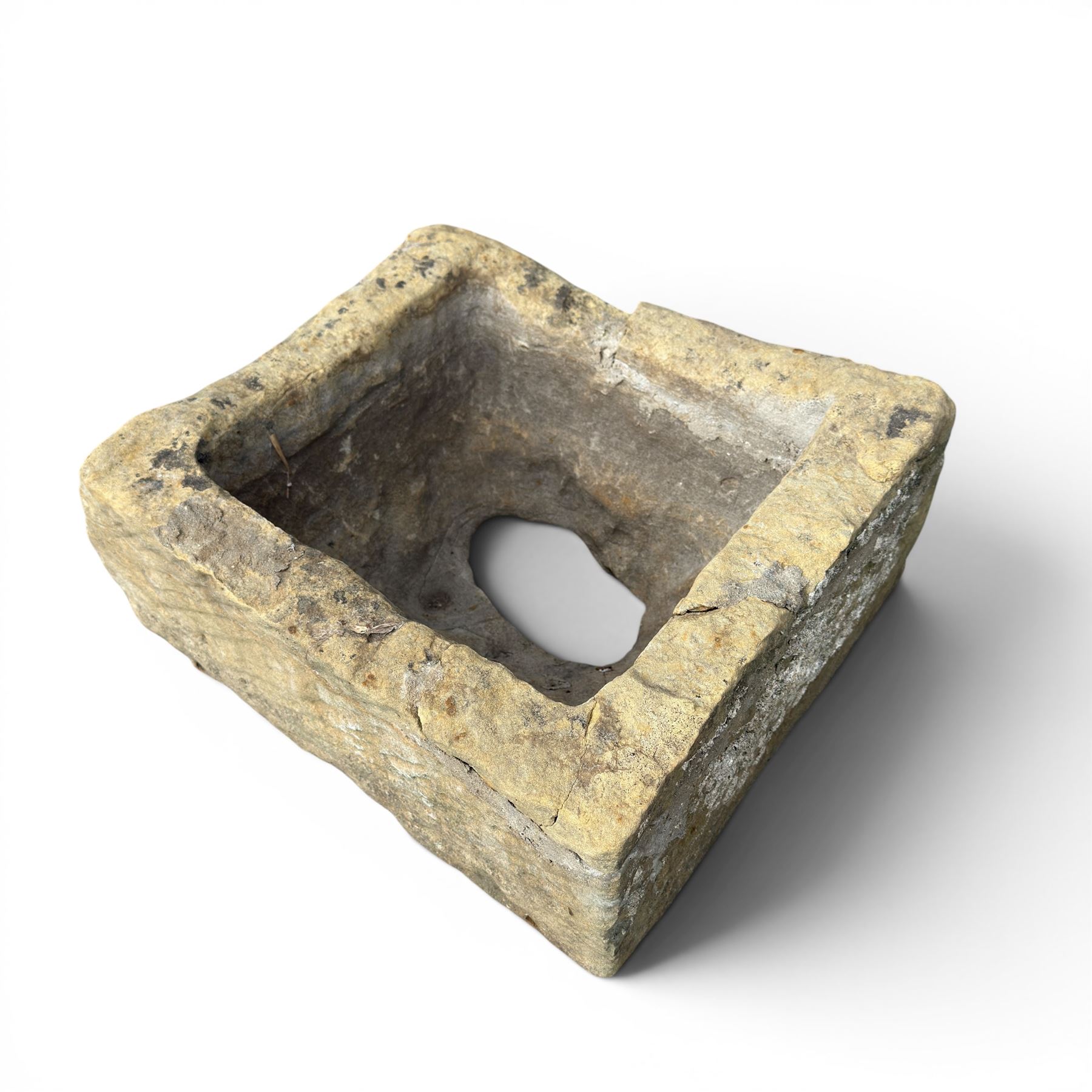 18th century square hewn sandstone trough along with a 'half' stone trough