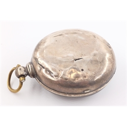  Silver pair cased pocket watch verge fusee movement by Wm. Kneeshaw Pickering no 343 Birmingham 1855  