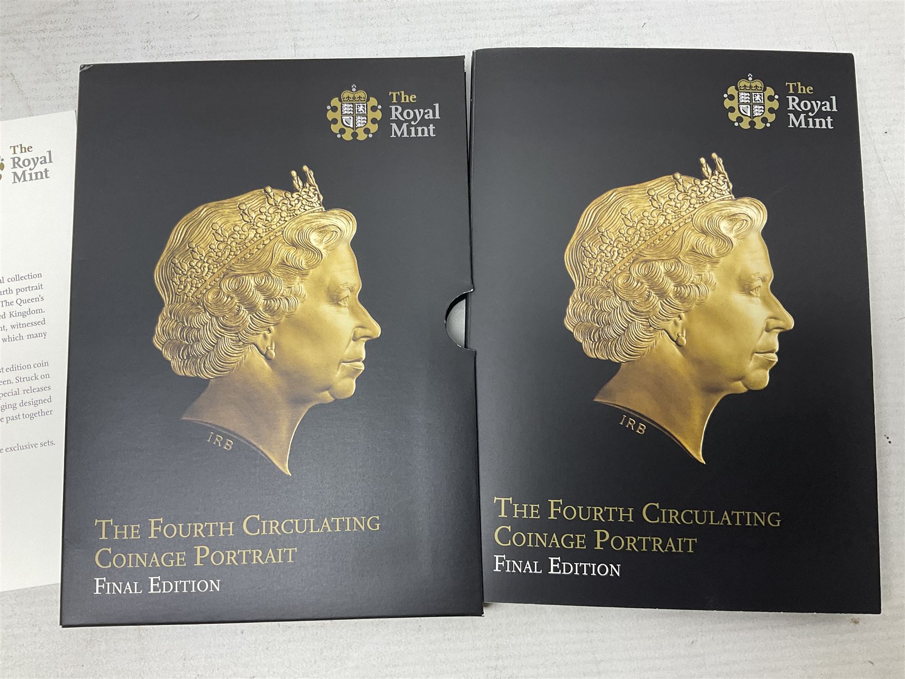 The Royal Mint United Kingdom 2005 proof coin set, with certificate, 2009 'Henry VIII' brilliant uncirculated fine pound coin, 2010 brilliant uncirculated coin collection, 2015 'The Fourth and Fifth Circulating Coinage Portrait Collection', and 'Farewell and Nations of the Crown UK' one pound brilliant uncirculated two coin set, all cased or in card folders