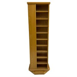 Light oak revolving CD storage trinket tower, adjustable shelves