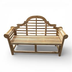 Lutyens design solid teak garden bench