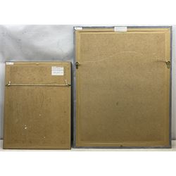 Leonard 'Len' Hardy (British 20th Century):Boats at Sunset and 'Flowers Cruise Ship Style', two pastels signed, one titled verso, max 67cm x 50cm (2)