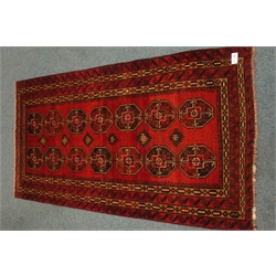  Antique Persian Bokhara red ground rug, 218cm x 120cm  