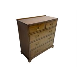 Edwardian mahogany chest, fitted with two short and three long drawers, on bracket feet
