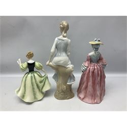 Six Royal Doulton figures, to include Mary Countess Howe no.HN3007, Sweet Sixteen no. HN3648, The Peggy Davies Collection Lily no.HN3902, four with original boxes 