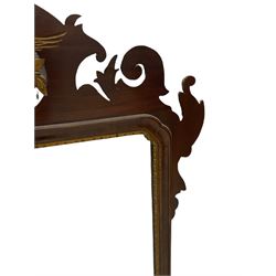 Chippendale style mahogany wall mirror, eagle pediment