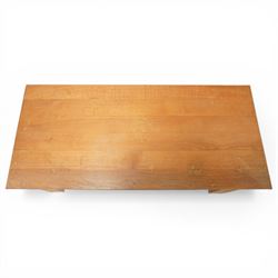 Light oak panelled blanket box, hinged top