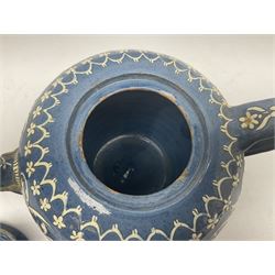 Swiss Thun pottery teapot and cover, decorated with edelweiss flowers, H16cm