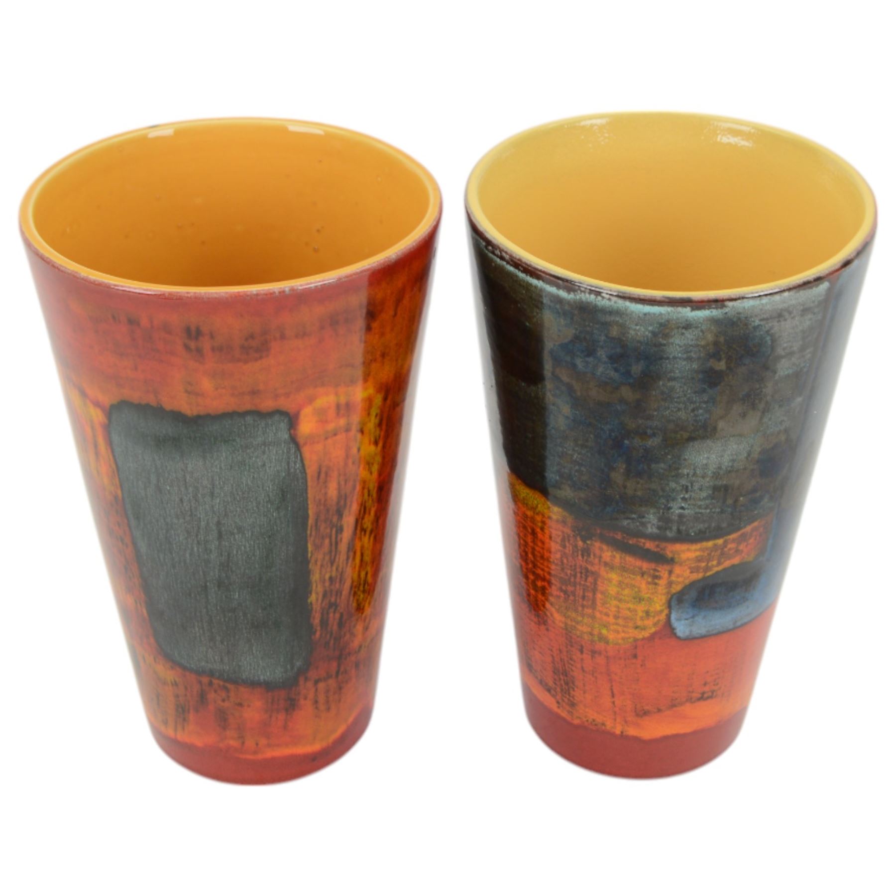 Two Poole pottery Gemstone pattern vases, H24cm