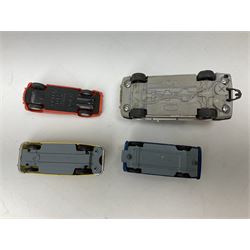 Corgi - thirty unboxed and playworn/repainted die-cast cars including Triumph Herald Coupe, BMC Mini-Cooper 'S', Porsche Carrera, two 'E' Type Jaguars, Rover 2000TC, three Morris Minors, two Aston Martin DB4, two Volvo P1800, MGA, Fiat 2100, Jaguar 2.4 Litre, Jaguar Mark X Saloon etc (30)