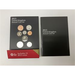 The Royal Mint United Kingdom 2013 annual coin set, in card folder 