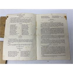 Modern album containing over sixty postcards and photographs including memorial portraits of KIA soldiers, regimental crests, comic, WW1 embroidered silk, uniforms, cap badges, camp and manoeuvre images etc; another personal photograph album of WW2 soldiers relaxing; Royal Armoured Corps booklet 'The Italian Campaign 3rd Sep. 1943 - 2nd May 1945; and other paper ephemera of military interest