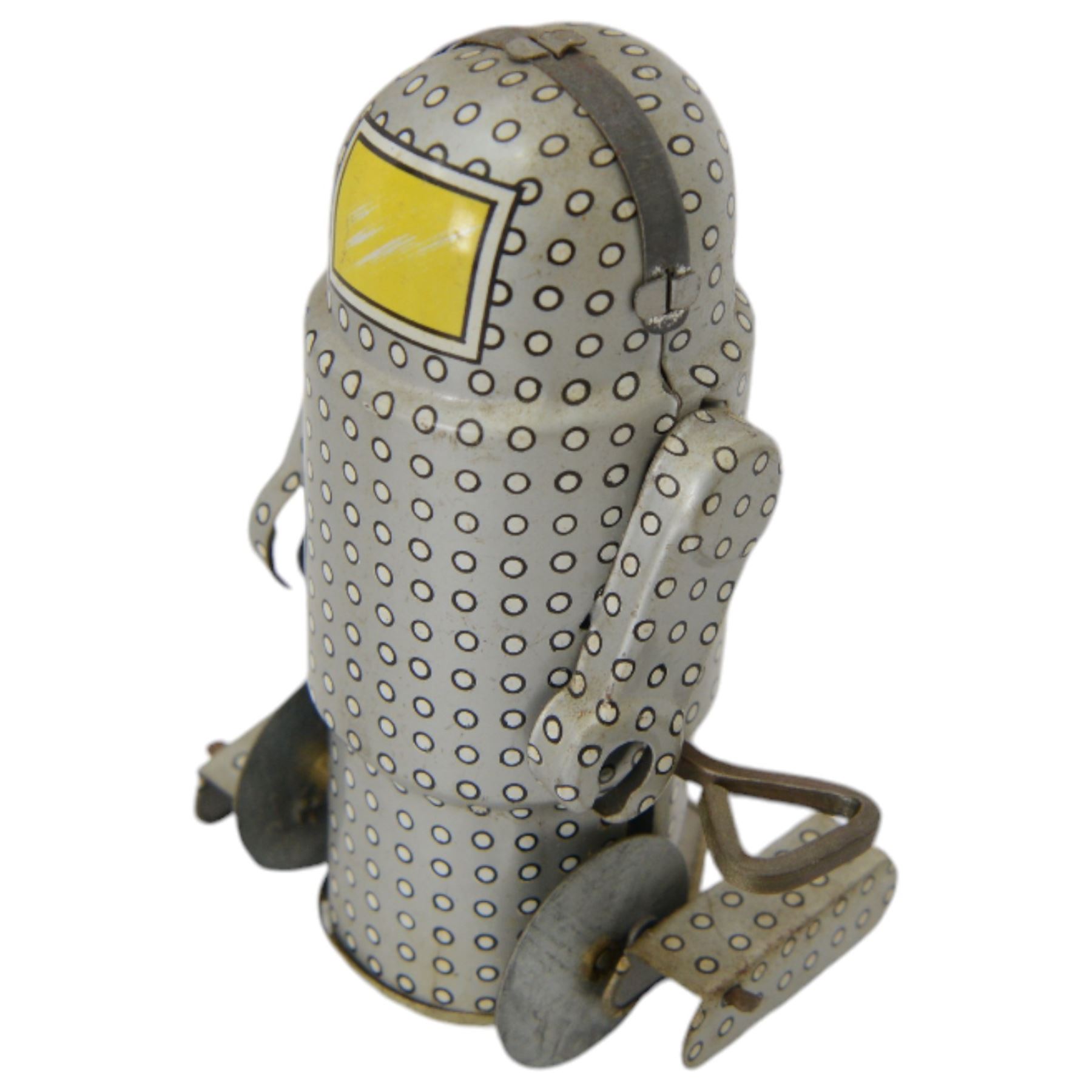 Three tinplate wind up/clockwork toys, to include a Japanese Cragstan Snapping Alligator, boxed, a Japanese Noguchi polkadot robot and an Audi Auto Union Streamline car, together with a boxed Wind Up Star Warrior