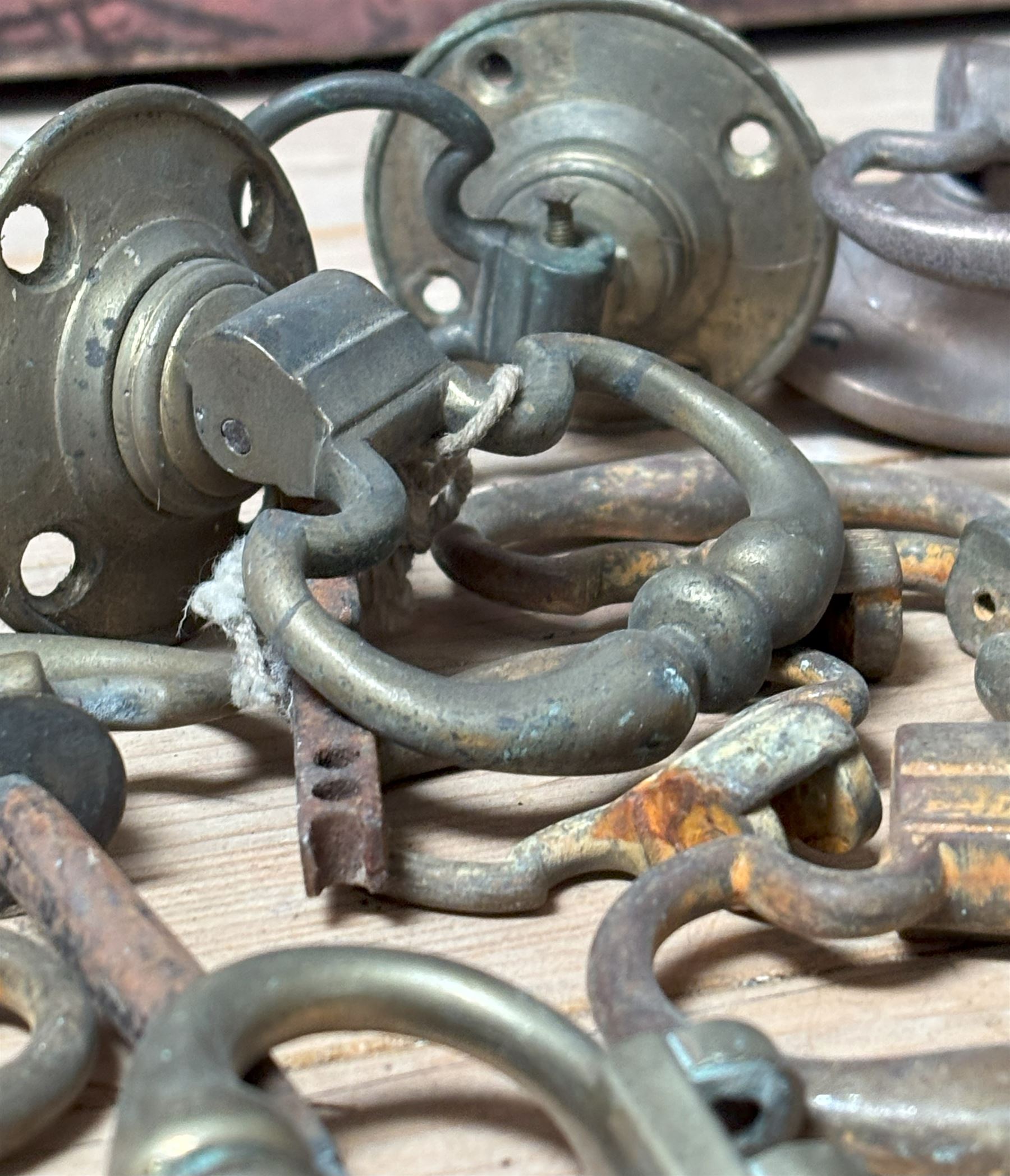 Collection of Georgian brass drop loop handles.  - COLLECTION BY APPOINTMENT FROM: The White House, Thirsk Road, Easingwold, York, YO61 3NF - CALL 01723 507111 TO ARRANGE