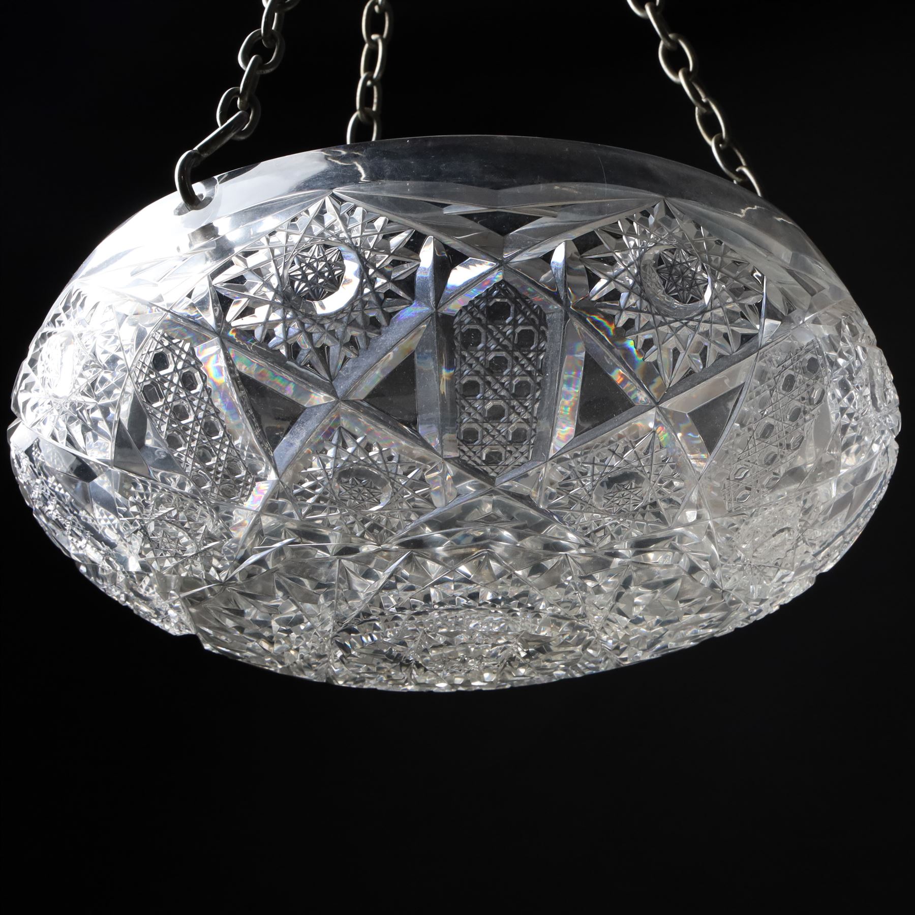 Cut glass ceiling light bowl shade D30cm