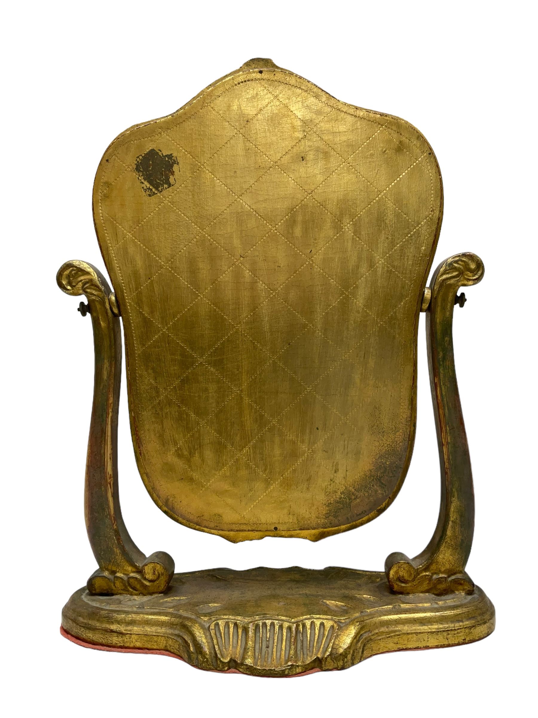 Giltwood dressing table mirror, shaped moulded frame, H46cm