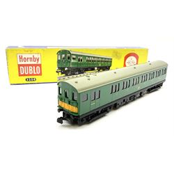 Hornby Dublo - three-rail Electric Motor Coach Brake/2nd No.S.65326, in yellow topped pictorial blue striped box