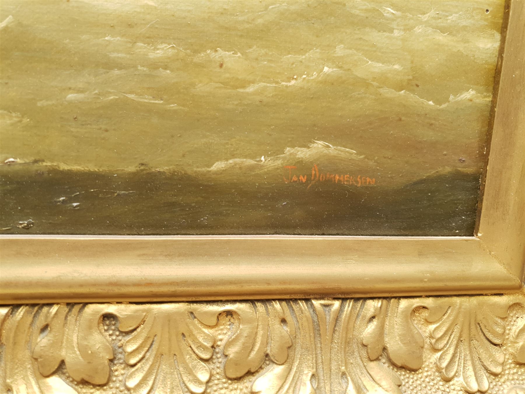 Jan Dommersen (Dutch 19th century): Ships off a Coastal Castle, oil on canvas signed 34cm x 59cm