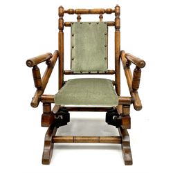 Childs American rocking chair, upholstered back and seat