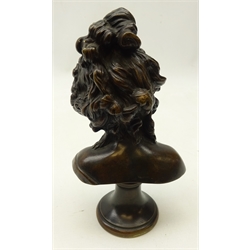  Patinated bronze bust of a maiden on waisted plinth, H23cm   