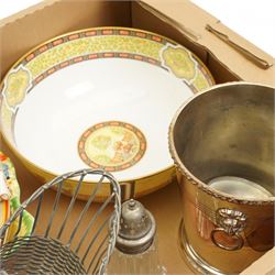 Royal Worcester Versailles pattern bowl, Copeland bowl, Crown Devon dish, silver plate etc, in one box