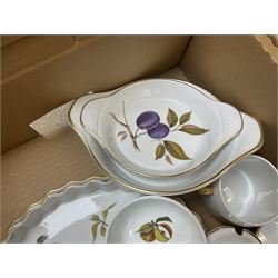 Royal Worcester Evesham and Evesham Vale tea and dinner wares, to include, three large covered tureens, coffee pot, eight tea cups and saucers, milk jug, two covered sucriers, boxed serving spoons etc, approx .130