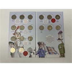 Queen Elizabeth II United Kingdom mostly commemorative fifty pence and two pound coins, including 2000 'Public Libraries Act' fifty pence, 2003 'Discovery of DNA' two pounds etc, face value approximately 60 GBP, housed in two 'The Great British Coin Hunt' folders