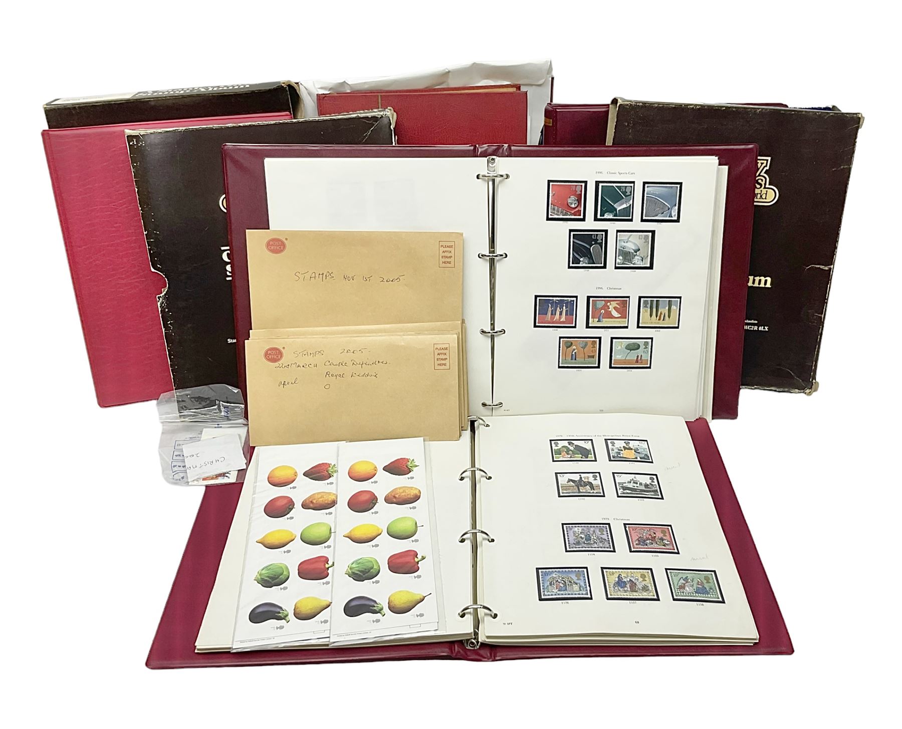 Great British stamps including Queen Elizabeth II mostly commemorative mint decimal issues with 1st class, miniature sheets etc, pre-decimal issues and other QEII stamps with mint and used, housed in four ring binder folders and loose