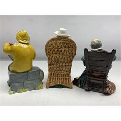 Three Royal Doulton figures, comprising Taking Things Easy, issued 1974, HN2680, The Boatman, issued 1970, HN2417 and The Toymaker, HN2250, all with printed marks beneath