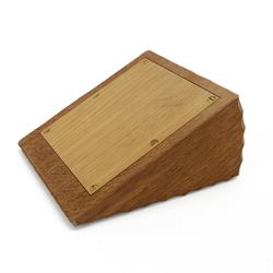 Mouseman - tooled oak money box, modelled as a wedge of cheese, carved with mouse signature, by the workshop of Robert Thompson, Kilburn