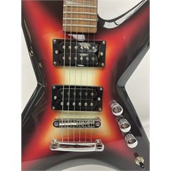 Jaxville X-Factor six-string electric guitar with three-tone X-shaped body L116cm overall.