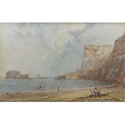 George Weatherill (British 1810-1890): Saltwick Nab near Whitby, watercolour signed 9cm x 14.5cm