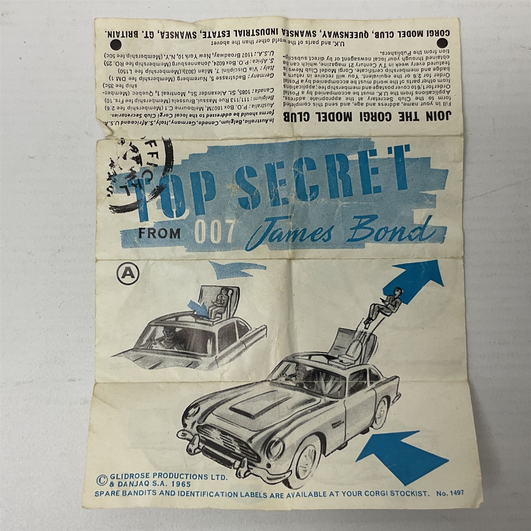 Corgi die-cast model No.261 Special Agent 007 James Bond's Aston Martin D.B.5. from the James Bond film 