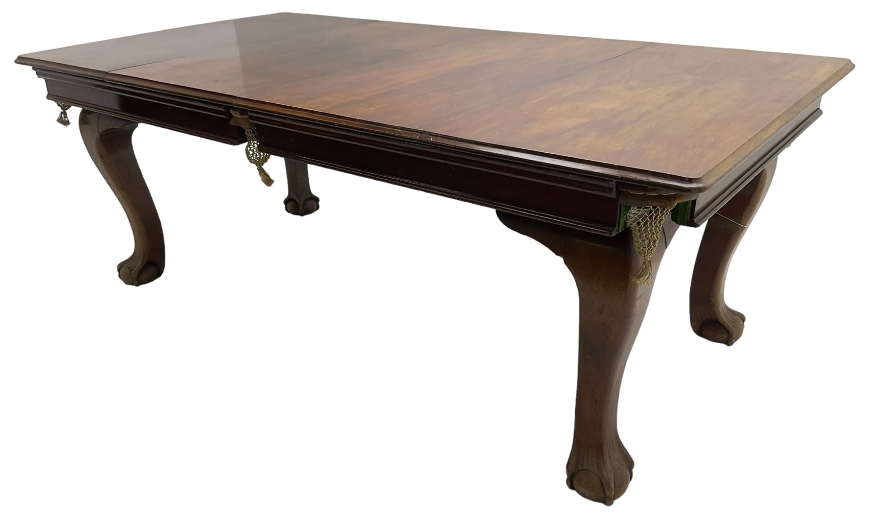 Riley - early 20th century mahogany snooker dining table, slate bed snooker table with dining leaves, on cabriole supports with ball and claw feet; together with accessories 