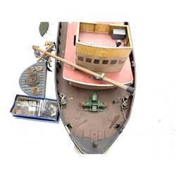 Large model of the tugboat 'Dhulia' on a wooden stand L144cm, together with a box of additional parts and plans