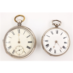  Silver pair cased verge pocket watch by Chapman Loughbrough n 7046 case by John West London 1844 and a late Victorian silver pocket watch  