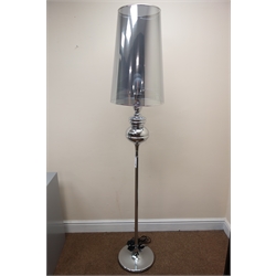  Chrome finish standard lamp, tulip style base (H130cm) a white finish standard lamp with a triangular shaped base (H180cm) and a small metal filing cabinet, two drawers (W41cm, H68cm, D40cm) (3) (This item is PAT tested - 5 day warranty from date of sale)  
