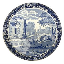 19th century blue and white Italian pattern cheese comport, unmarked, probably Spode 