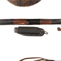 Tuareg hunting dagger, together with military penknife, drum, leather covered spear etc