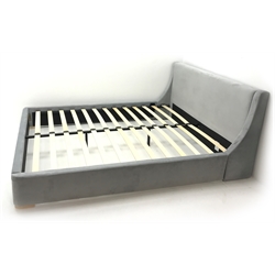  King size 5' bed frame, upholstered in a grey fabric, W166cm, H88cm, L210cm  