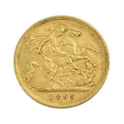 Queen Victoria 1895 gold half sovereign coin