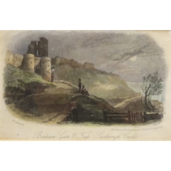  Scarborough - 'North Bay', From the Sea', Barbican Gate & Keep' and '...with Wreck towing in', four 19th century engravings after H B Carter (British 1804-1868) pub. S W Theakston, Scarborough 10cm x 15cm in matching frames (4)  