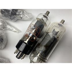 Collection of thermionic radio valves/vacuum tubes, of various makes and models, including PX4, U12, VR65 I0E/II446, PL504, CV1501 etc, approximately 60 as per list, unboxed